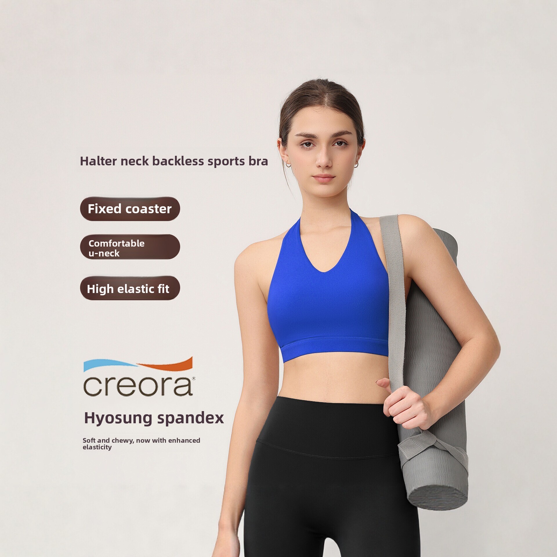Sports Bra Racerback - Women's Halter Sports Bra with Fixed