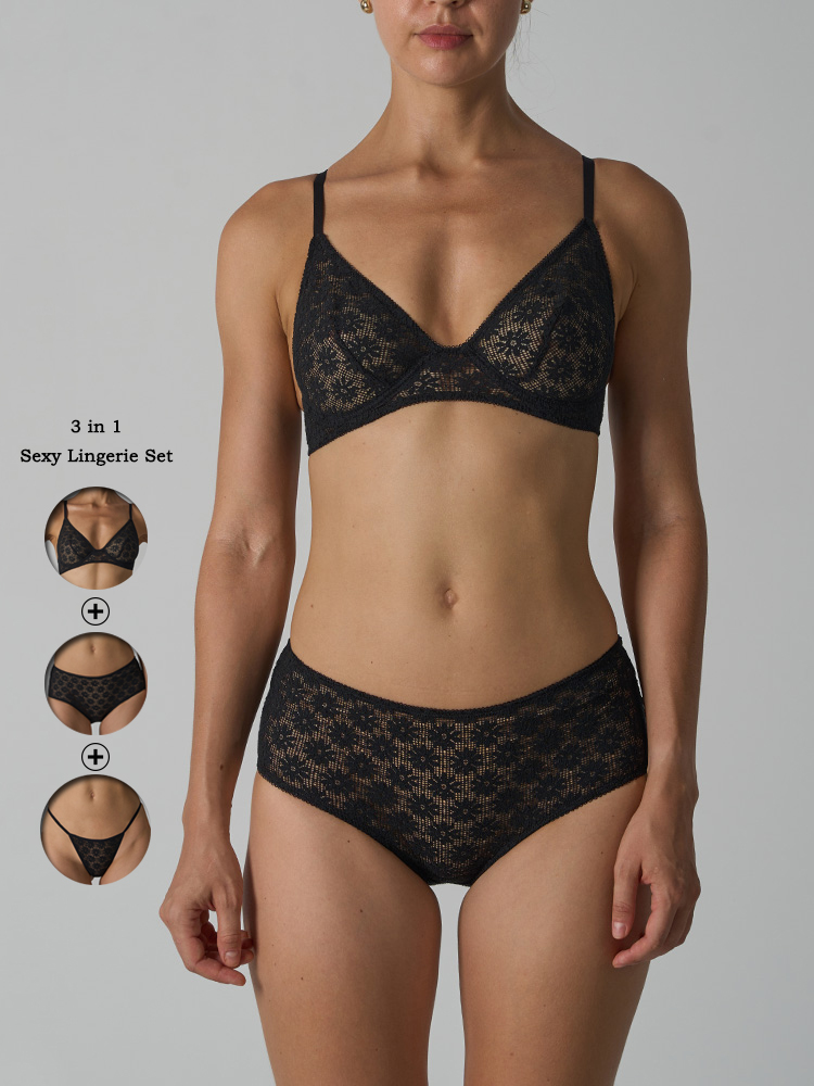 VITALINOVO 3 Pieces Lace Linge - Sheer Bra Lace review and price